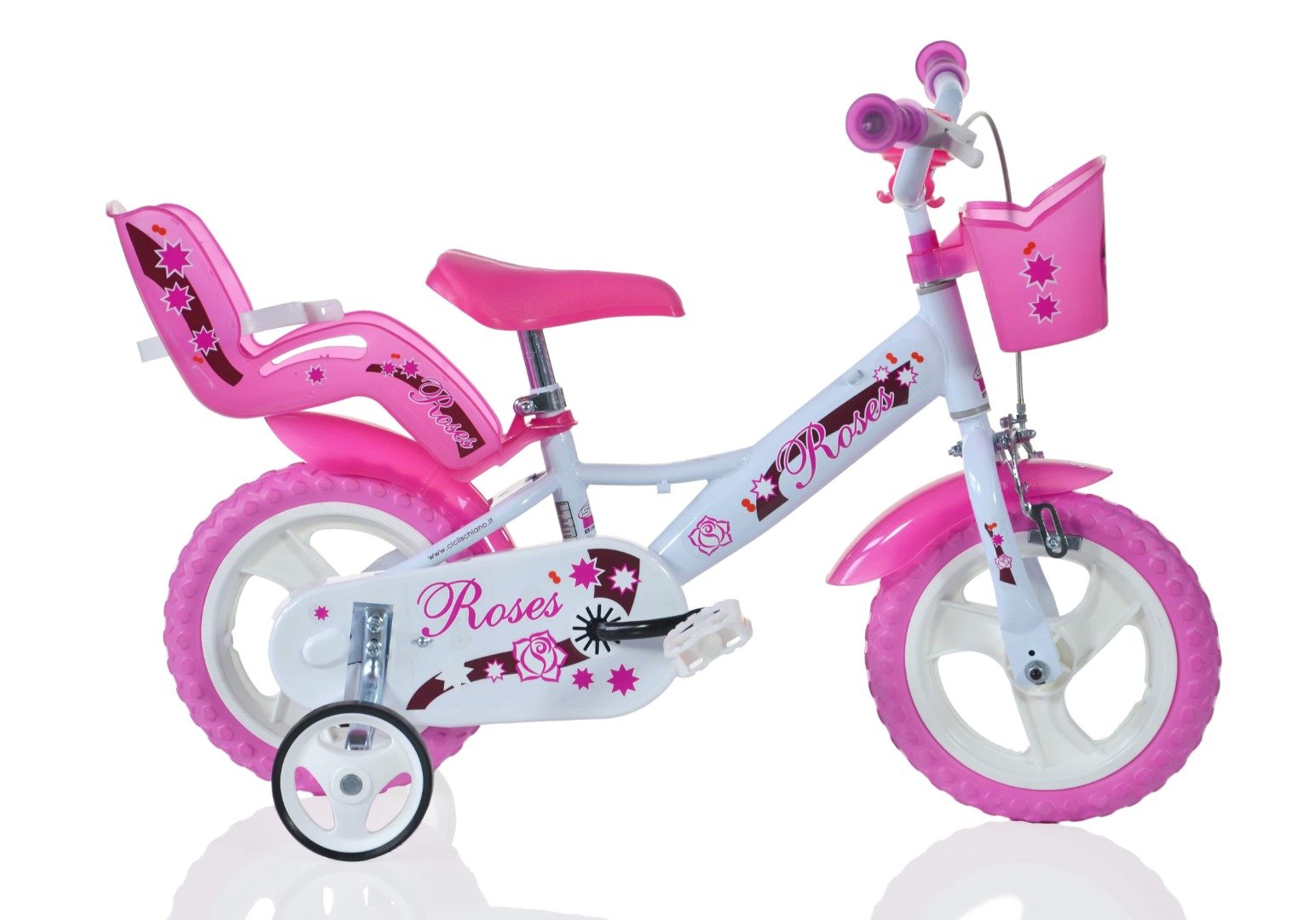 Image of SCH ROSES 12", bicicletta per bambini, bici bambina, adatta a bambini tra i 3 e i 5 anni, per altezza tra 85 e 105 cm, c