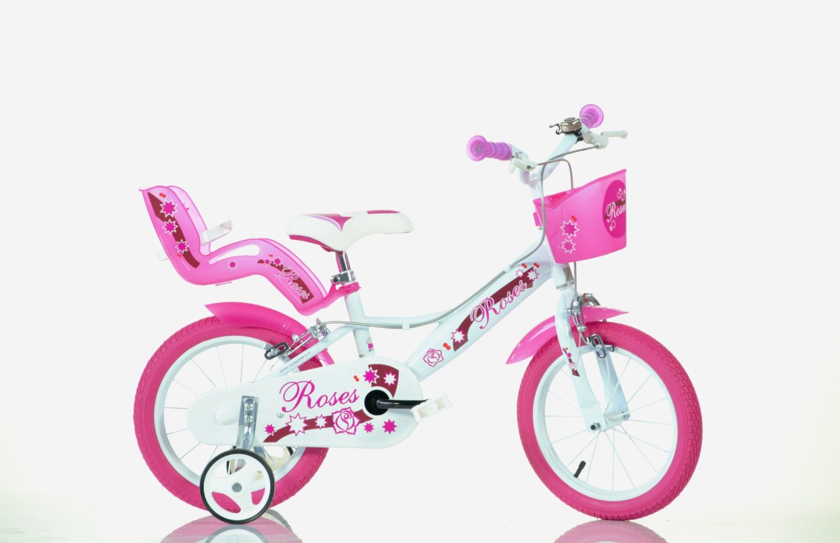 Image of SCH ROSES 14&quot;, bicicletta per bambini, adatta tra i 4 e i 6 anni, per altezza tra 100 e 120 cm, con cestino, campanello