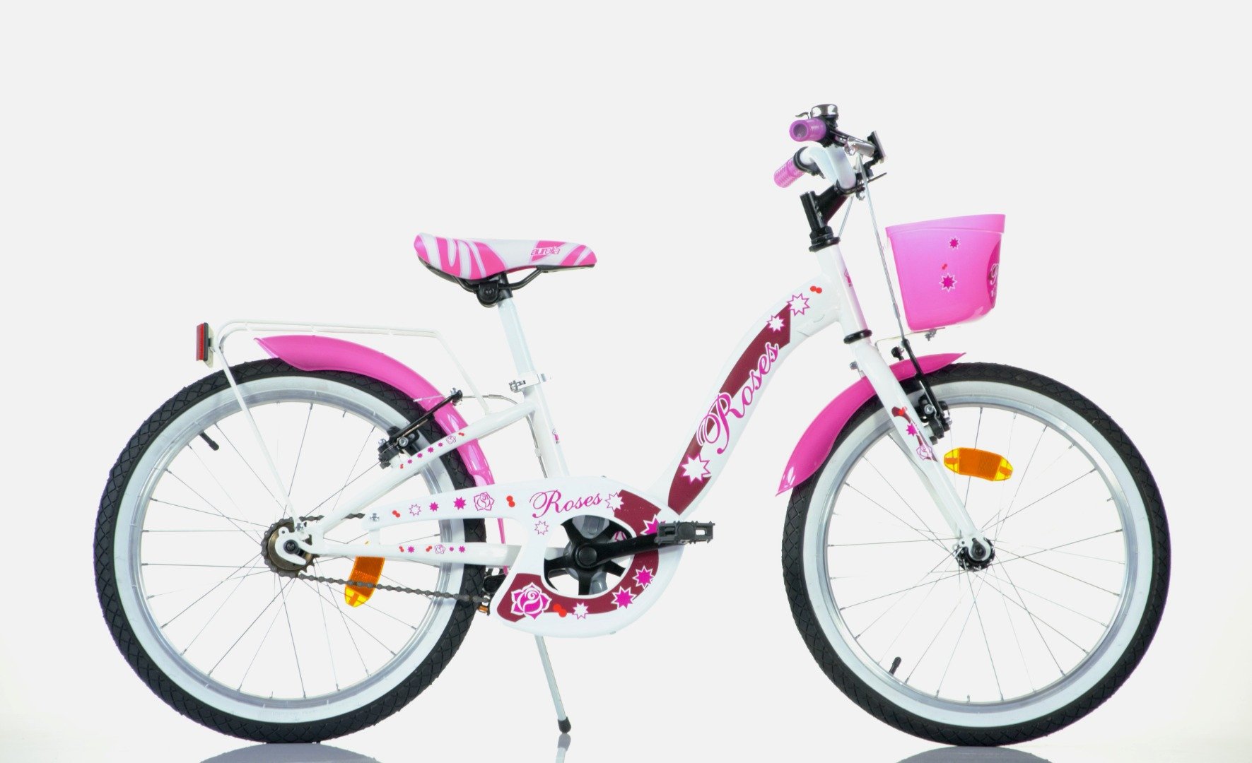 Image of SCH ROSES 20&quot;, bicicletta per bambini, adatta a bambini tra i 6 e i 10 anni, per altezza tra 120 e 155 cm, cestino, camp