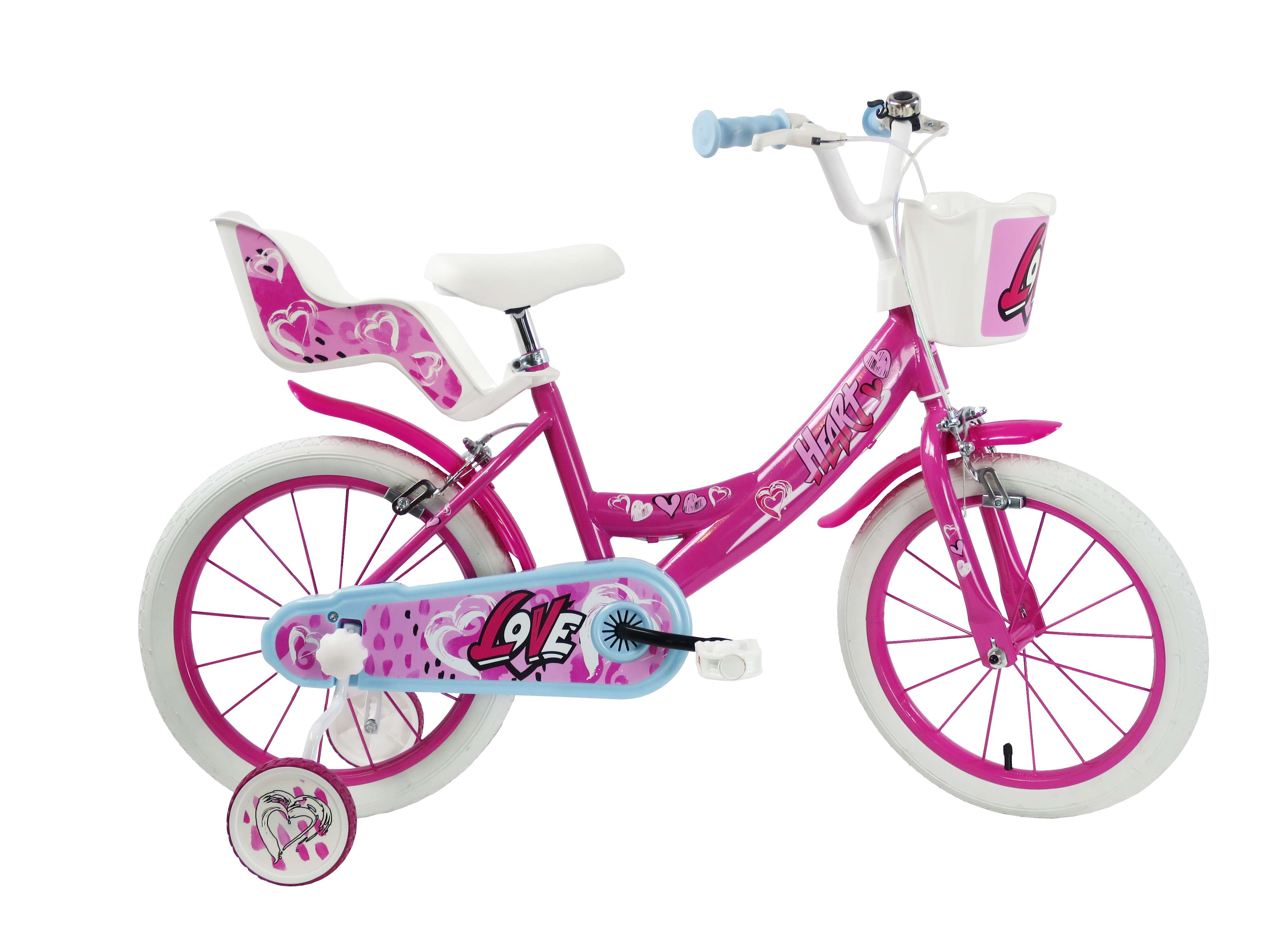 Image of SCH HEART 16&quot;, bicicletta per bambini, adatta tra i 5 e i 7 anni, per altezza tra 105 e 135 cm, con cestino, campanello