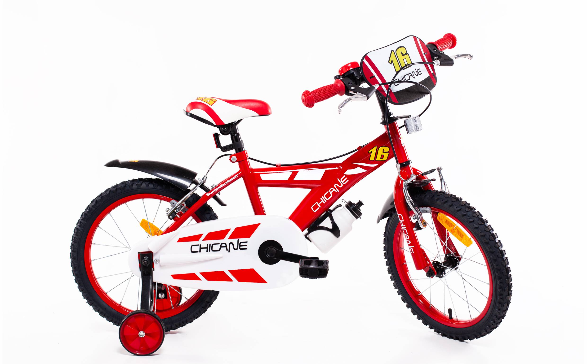 SCH CHICANE 16", bicicletta per bambini, adatta a bambini tra i 5 e i 7 anni, per altezza tra 105 e 135 cm, con campanel