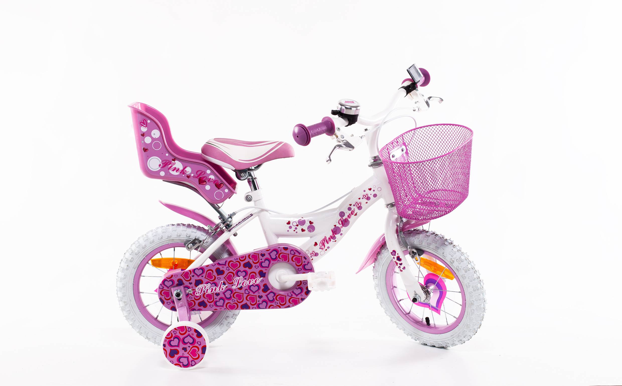 Image of SCH PINK LOVE 12&quot;, bicicletta per bambini, adatta a bambini tra i 3 e i 5 anni, per altezza tra 85 e 105 cm, cestino, ca