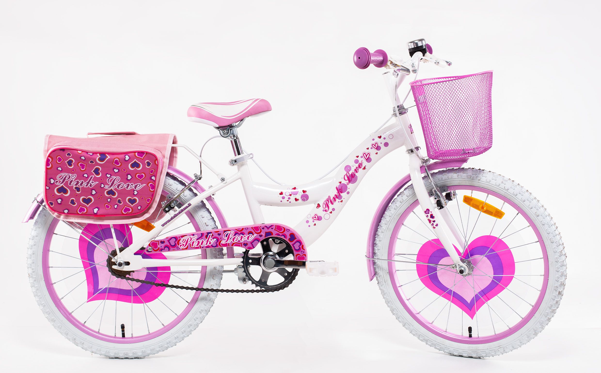 Image of SCH PINK LOVE 20&quot;, bicicletta per bambini, adatta a bambini tra i 6 e i 10 anni, per altezza tra 120 e 155 cm, cestino,