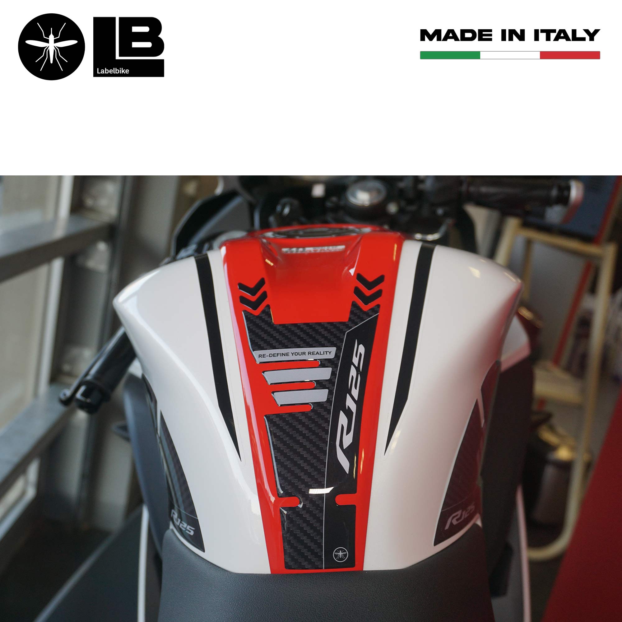 Adesivo Per Serbatoio Moto Resinato 3D, Compatibile Con Yamaha R125 V1 - Protezione E Personalizzazione