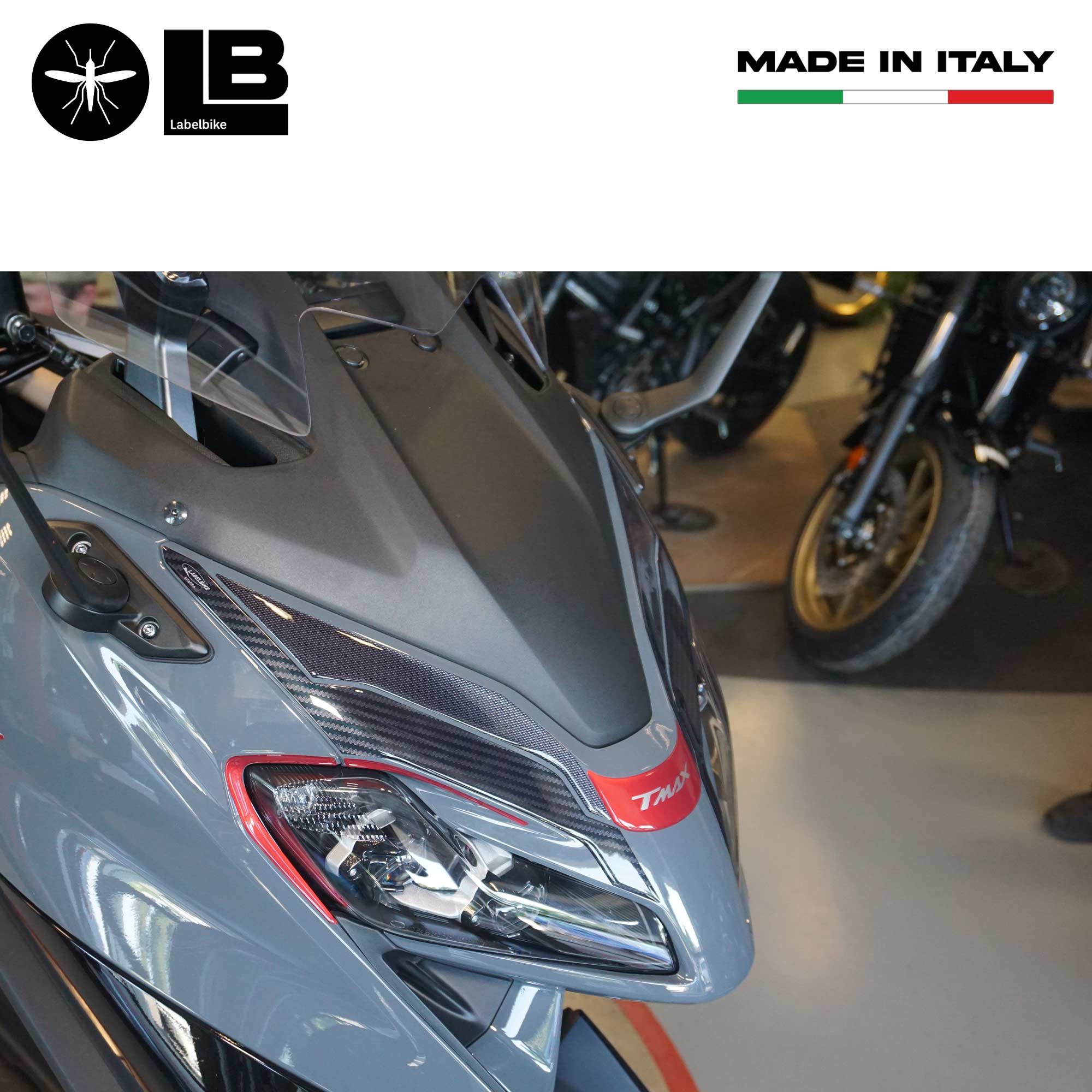 Adesivi Resina 3D Labelbike Per Yamaha Tmax 2022-2024 – Protezioni Maniglie Passeggero, Antigraffio, Made In Italy