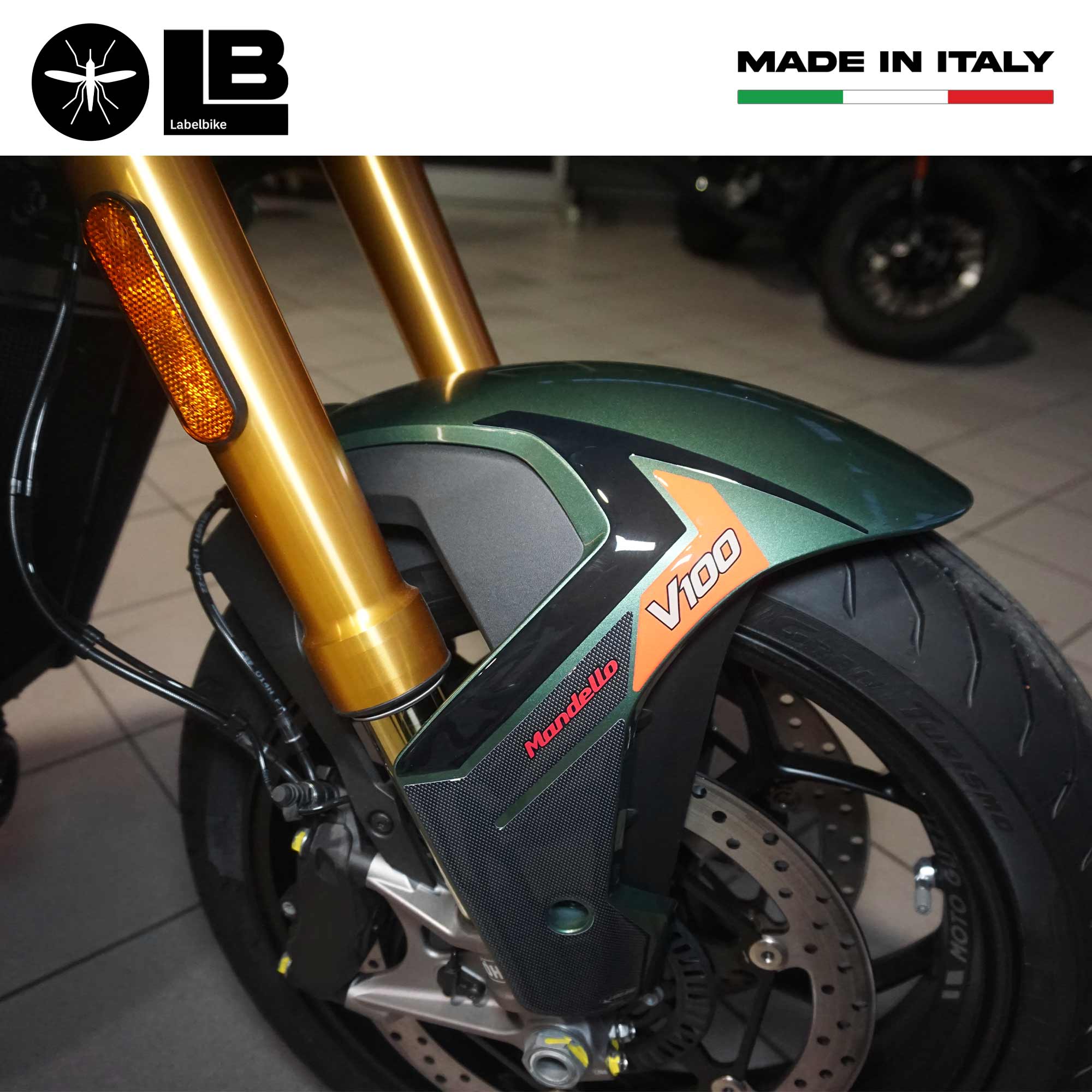 Adesivi 3D compatibili con Moto Guzzi V100 Mandello 2023 Tappo Serbatoio  Metal