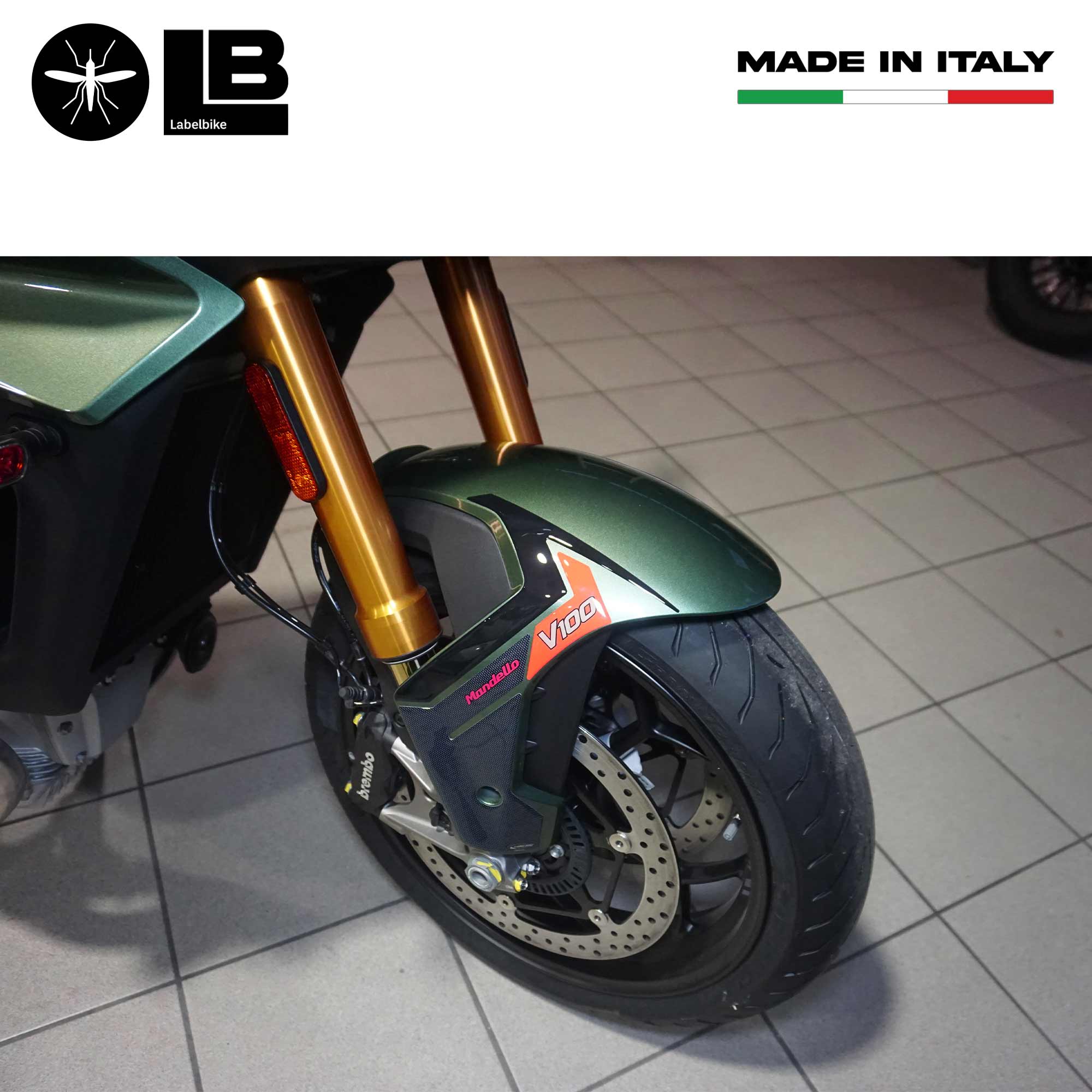 Adesivi 3D compatibili con Moto Guzzi V100 Mandello 2023 Tappo Serbatoio  Metal