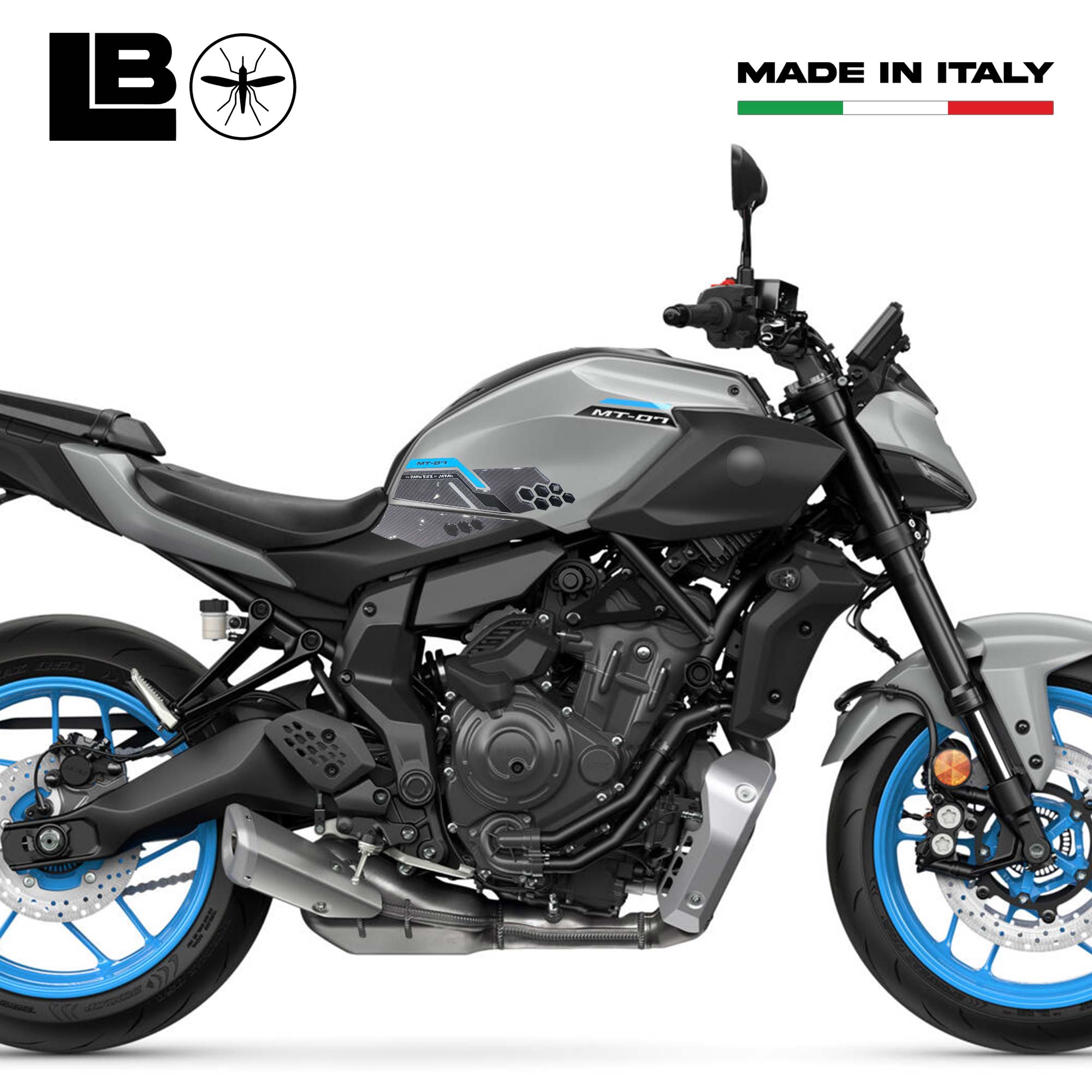 BIKE-label Paracerbatoio 3D Per Yamaha MT-125, Colore Cyan Storm, Dimensioni 131x238 Mm, Made In Germany