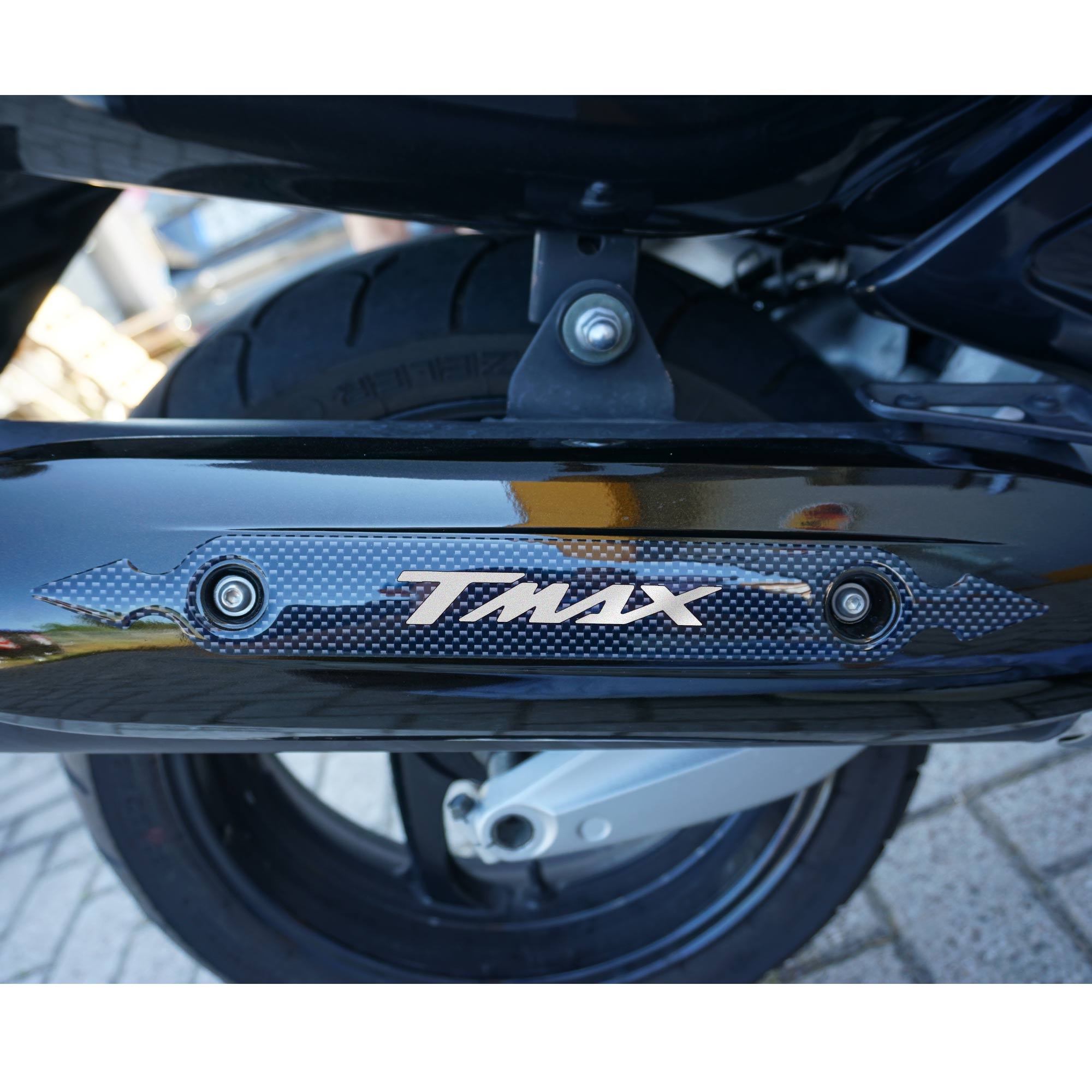 3D Harz Aufkleber Für Yamaha TMAX 530 Griffe – Schutz & Dekor In Weiß/Schwarz, Made In Italy