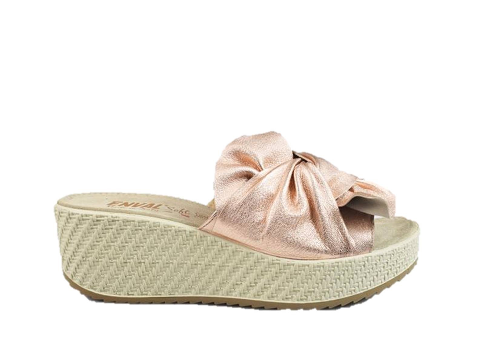 ENVAL Soft 3291266 sandali zeppa pelle laminato cipria donna | eBay