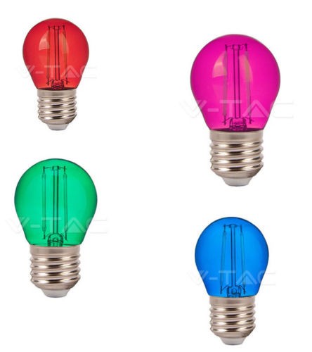 LAMPADINA LED FILAMENTO E27 2W MINIGLOBO SFERA G45 COLORATA VT-2132 DECOR