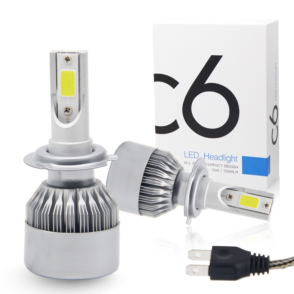 Coppia Lampade A Led Cob Da Auto Fari Lampadine H7 36W ...