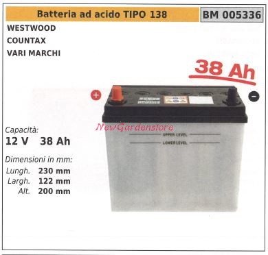 Battery With Acid Type 138 For westwood Countax Various Brands 12V 38AH ...