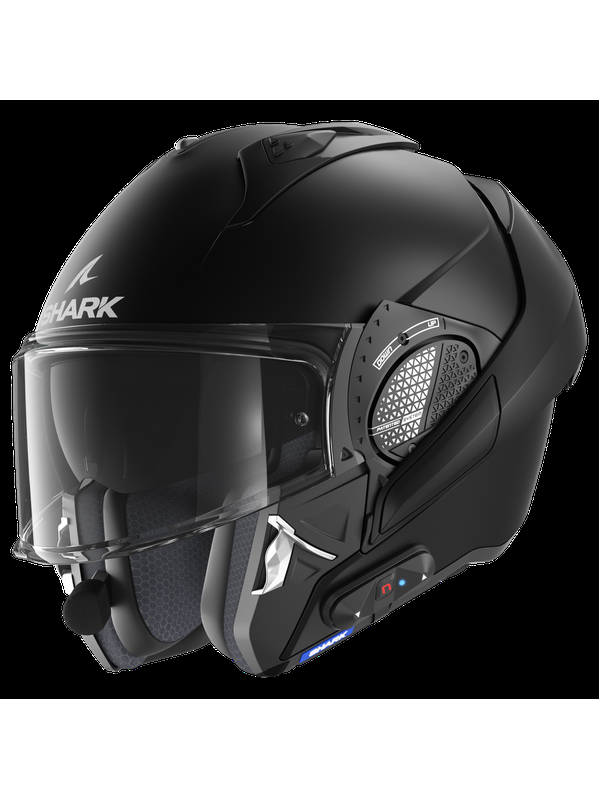 Casco Moto Modulare P/J Shark PACK EVO-GT N-COM B802 BLANK Mat Nero Opaco  Bluetooth Integrato Vendita Online 